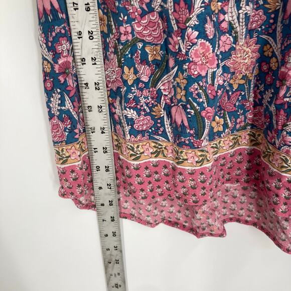 Cynthia Rowley Boho Flouncy Blue Pink Tassel Blouse Rayon Women’s 3X - Picture 8 of 9